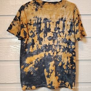 URBAN OUTFITTERS WOMENS MEDIUM BLACK BLEACH TIE DIE T-SHIRT THRASHED DISTRESSED